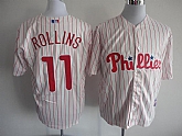 Philadelphia Phillies #11 Jimmy Rollins white with red pinstripe Jerseys,baseball caps,new era cap wholesale,wholesale hats