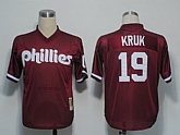 Philadelphia Phillies #19 Kruk Dark Red M&N 1991 Jerseys,baseball caps,new era cap wholesale,wholesale hats