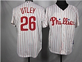 Philadelphia Phillies #26 Chase Utley white with red pinstripe Jerseys,baseball caps,new era cap wholesale,wholesale hats