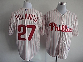 Philadelphia Phillies #27 Polanco white with red pinstripe Jerseys,baseball caps,new era cap wholesale,wholesale hats