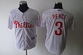 Philadelphia Phillies #3 pence white red stripe Jerseys,baseball caps,new era cap wholesale,wholesale hats