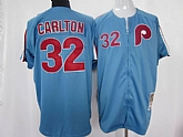 Philadelphia Phillies #32 Steve Carlton Blue throwback Jerseys,baseball caps,new era cap wholesale,wholesale hats