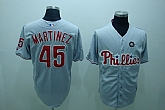 Philadelphia Phillies #45 Pedro Martinez grey Jerseys,baseball caps,new era cap wholesale,wholesale hats
