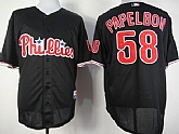 Philadelphia Phillies #58 Jonathan Papelbon Black Jerseys,baseball caps,new era cap wholesale,wholesale hats