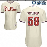 Philadelphia Phillies #58 Jonathan Papelbon Cream Jerseys,baseball caps,new era cap wholesale,wholesale hats