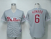 Philadelphia Phillies #6 Howard Grey Cool Base Jerseys,baseball caps,new era cap wholesale,wholesale hats