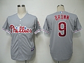 Philadelphia Phillies #9 Brown Grey Cool Base Jerseys,baseball caps,new era cap wholesale,wholesale hats