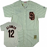 San Diego Padres #12 Alomar White Pinstripe Throwback Jerseys,baseball caps,new era cap wholesale,wholesale hats