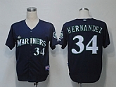 Seattle Mariners #34 Hernandez Dark Blue Cool Base Jerseys,baseball caps,new era cap wholesale,wholesale hats