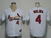St.Louis Cardinals #4 Molina White Cool Base Jerseys,baseball caps,new era cap wholesale,wholesale hats