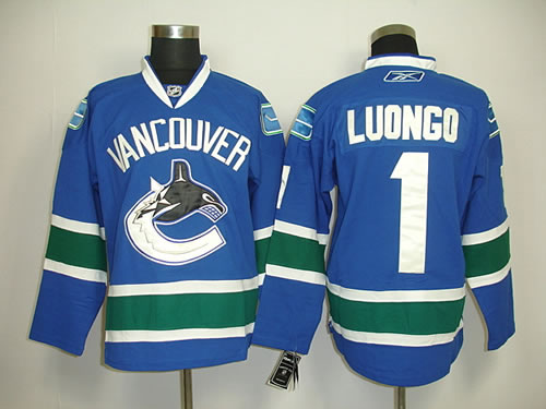 Vancouver Canucks #1 Roberto Luongo blue jesey.