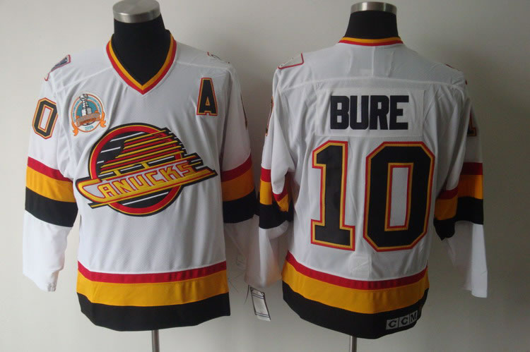 Vancouver Canucks #10 PAVEL BURE CCM White with A patch Jerseys