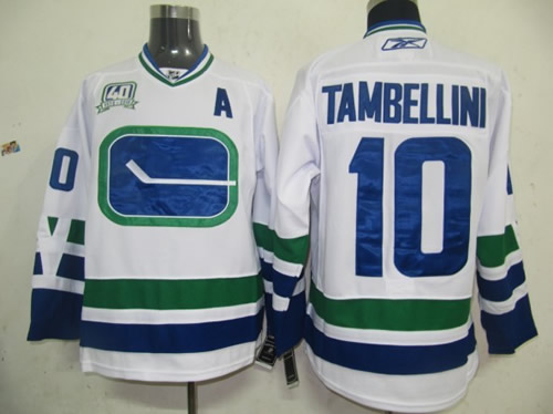 Vancouver Canucks #10 Tambellini White with 40th patch 3rd Jerseys