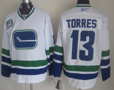 Vancouver Canucks #13 Torres White Third Jerseys