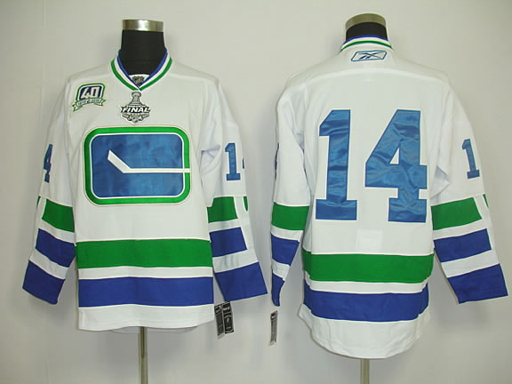 Vancouver Canucks #14 Burrows white with 40th 3rd Jerseys