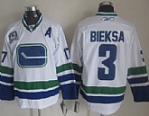 Vancouver Canucks #3 Bieksa White Third Jerseys,baseball caps,new era cap wholesale,wholesale hats