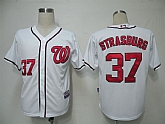 Washington Nationals #37 Strasburg White Cool Base Jerseys,baseball caps,new era cap wholesale,wholesale hats