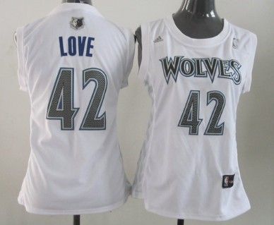 Women's Minnesota Timberwolves #42 Kevin Love Revolution 30 Swingman White Jerseys