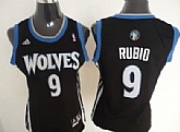Women's Minnesota Timberwolves #9 Ricky Rubio Black Jerseys