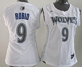 Women's Minnesota Timberwolves #9 Ricky Rubio Revolution 30 Swingman White Jerseys