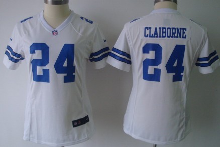 Women's Nike Dallas Cowboys #24 Morris Claiborne White Game Team Jerseys