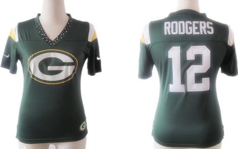 Women's Nike Green Bay Packers #12 Aaron Rodgers 2012 Green Field Flirt Fashion Jerseys