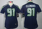 Women's Nike Limited Seattle Seahawks #91 Chris Clemons Blue Jerseys,baseball caps,new era cap wholesale,wholesale hats