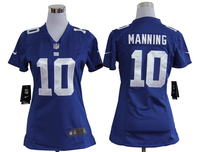 Women's Nike New York Giants #10 Eli Manning Blue Team Jerseys