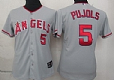 Womens Anaheim Angels #5 Albert Pujols Gray Jerseys,baseball caps,new era cap wholesale,wholesale hats