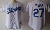Womens Los Angeles Dodgers #27 Matt Kemp White With Blue Jerseys,baseball caps,new era cap wholesale,wholesale hats