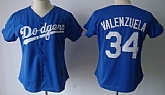 Womens Los Angeles Dodgers #34 Fernando Valenzuela Blue Jerseys,baseball caps,new era cap wholesale,wholesale hats