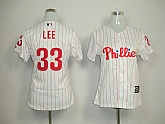 Womens Phillies #33 Lee white red strip Jerseys,baseball caps,new era cap wholesale,wholesale hats