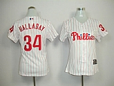 Womens Phillies #34 Halladay white red strip Jerseys,baseball caps,new era cap wholesale,wholesale hats
