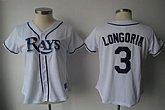 Womens Tampa Bay Rays #3 Longoria White Jerseys,baseball caps,new era cap wholesale,wholesale hats