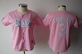 Womens Tampa Bay Rays #3 Longoria pink grey letters Jerseys,baseball caps,new era cap wholesale,wholesale hats