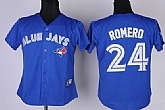 Womens Toronto Blue Jays #24 Ricky Romero 2012 Blue Jerseys,baseball caps,new era cap wholesale,wholesale hats