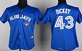 Womens Toronto Blue Jays #43 R.A. Dickey 2012 Blue Jerseys,baseball caps,new era cap wholesale,wholesale hats