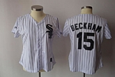 Womens White Sox #15 Beckham White Strip Jerseys,baseball caps,new era cap wholesale,wholesale hats