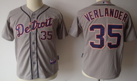 Youth Detroit Tigers #35 Justin Verlander Gray Jerseys