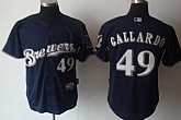 Youth Milwaukee Brewers #49 Gallardo Blue Jerseys,baseball caps,new era cap wholesale,wholesale hats