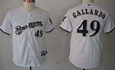 Youth Milwaukee Brewers #49 Yovani Gallardo White Jerseys,baseball caps,new era cap wholesale,wholesale hats