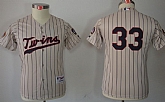 Youth Minnesota Twins #33 Justin Morneau Cream Pinstripe Jerseys,baseball caps,new era cap wholesale,wholesale hats