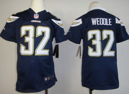Youth Nike San Diego Chargers #32 Eric Weddle Navy Blue Game Jerseys