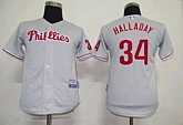 Youth Philadelphia Phillies #34 Halladay Grey Jerseys,baseball caps,new era cap wholesale,wholesale hats