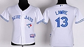 Youth Toronto Blue Jays #13 Brett Lawrie 2012 White Jerseys,baseball caps,new era cap wholesale,wholesale hats