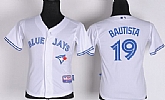 Youth Toronto Blue Jays #19 Jose Bautista 2012 White Jerseys,baseball caps,new era cap wholesale,wholesale hats