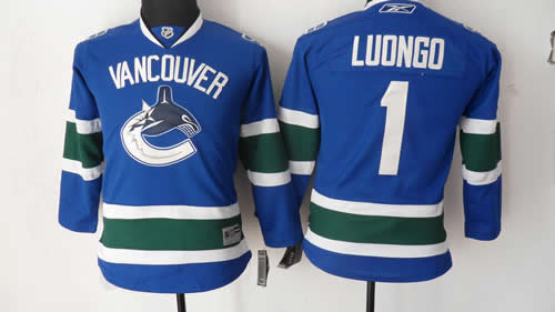 Youth Vancouver Canucks #1 Luongo Blue Jerseys