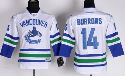 Youth Vancouver Canucks #14 Alexandre Burrows White Jerseys