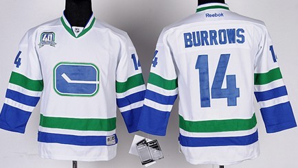 Youth Vancouver Canucks #14 Alexandre Burrows White Third Jerseys