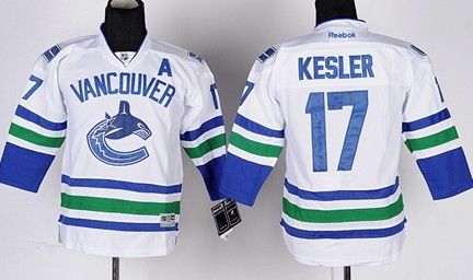 Youth Vancouver Canucks #17 Ryan Kesler White Jerseys